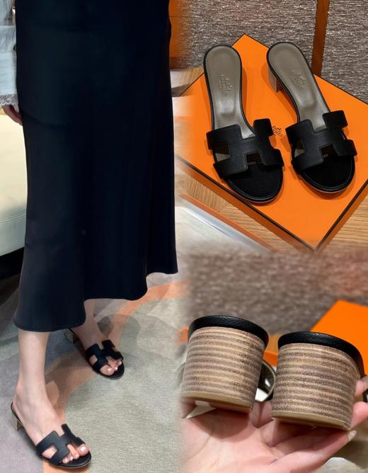 纯皮爱玛经典H高跟凉鞋鞋拖巨百搭 商品图2