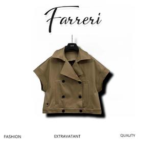 D家 25早春新款 卡其色无袖短款风衣马甲