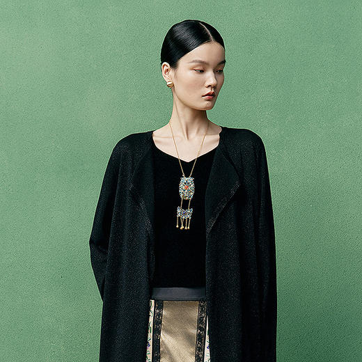 【林栖设计小店】孔雀羽毛胸针仿点翠复古优雅珍珠2025夏季新款流苏配饰女2952441 商品图1