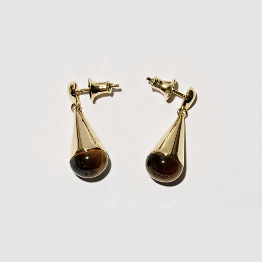 含晖·水滴系列耳坠 18K镀金-天然虎眼石 商品图0