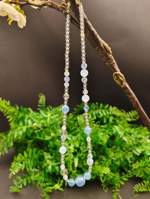 白水晶+海蓝宝项链 商品图0