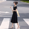 【周末秒杀】熙世界赫本风黑色连衣裙女收腰显瘦夏季针织冰丝T恤裙子2025新款 商品缩略图4