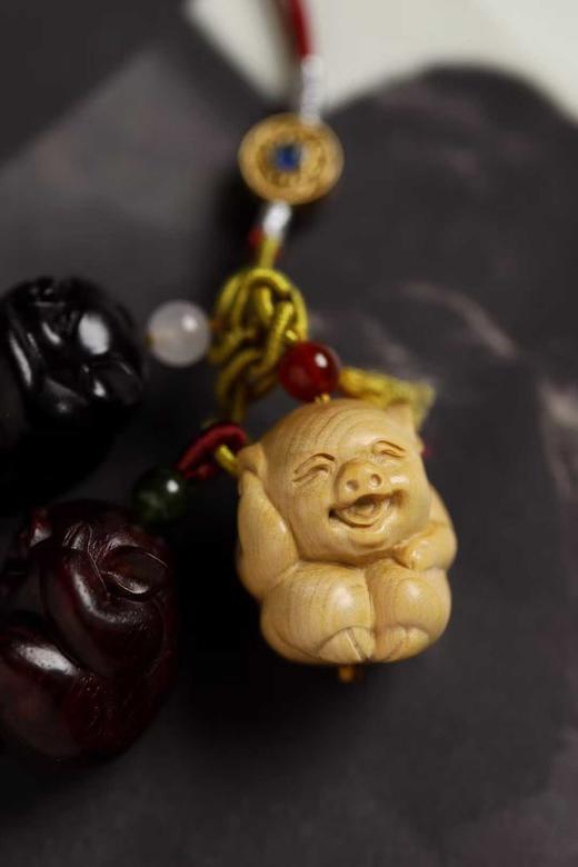 三不猪°黄杨木|紫檀|紫光檀挂件 商品图4