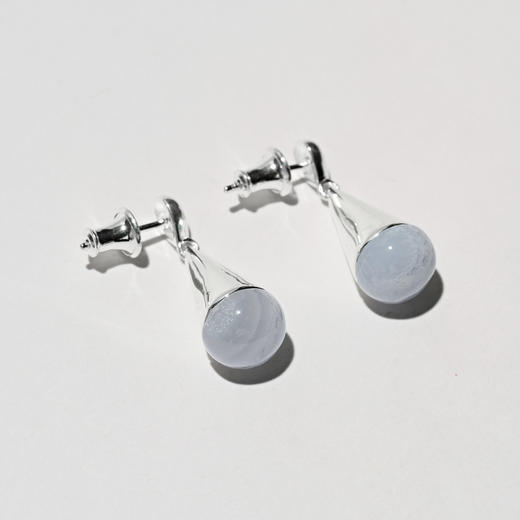 含晖·水滴系列耳坠 亮面银-天然蓝玛瑙 商品图8