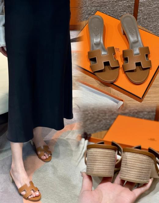 纯皮爱玛经典H高跟凉鞋鞋拖巨百搭 商品图1