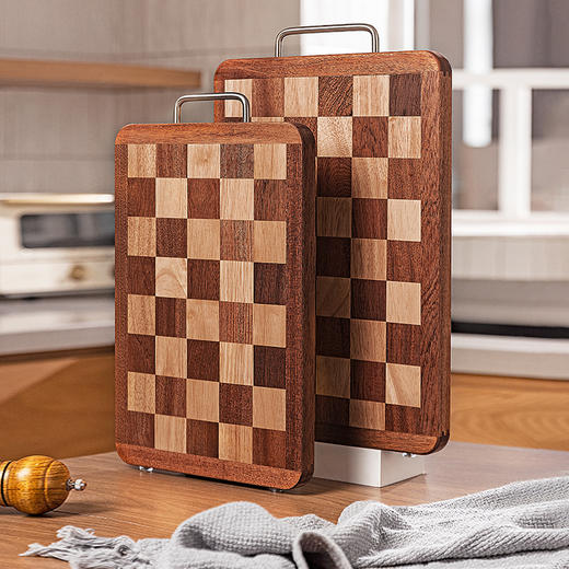 摩登主妇榫卯棋盘格菜板抗菌防霉家用食品级案板厨房专用实木砧板 商品图0