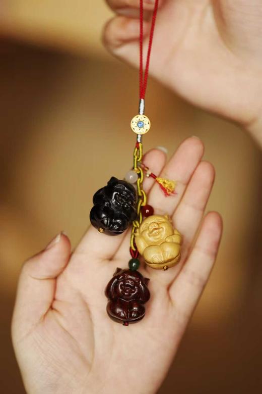 三不猪°黄杨木|紫檀|紫光檀挂件 商品图2