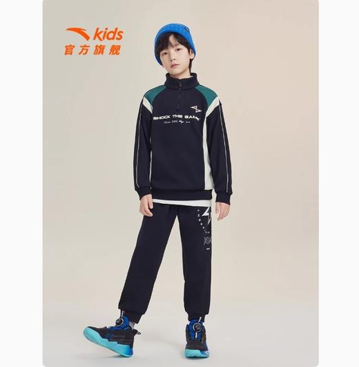 安踏童装男童裤子运动裤2024冬季新款儿童长裤加绒运动裤卫裤秋冬352441716 商品图0