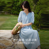 【专属特价】熙世界蓝色连衣裙女夏季2025新款刺绣镂空插肩袖海滩度假a字裙子 商品缩略图1