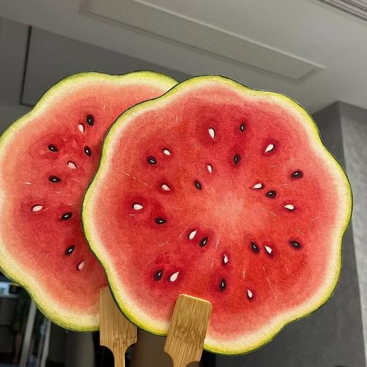 【敲可爱！西瓜扇子】手绘风西瓜团扇夏日清凉甜甜扇子送闺蜜礼物暖场道具扇。ry 商品图1