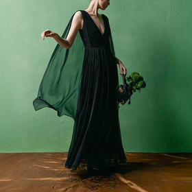 【林栖设计小店】桑蚕丝连衣裙2025夏季新款手工钉珠复古优雅花仙子长裙女1952124