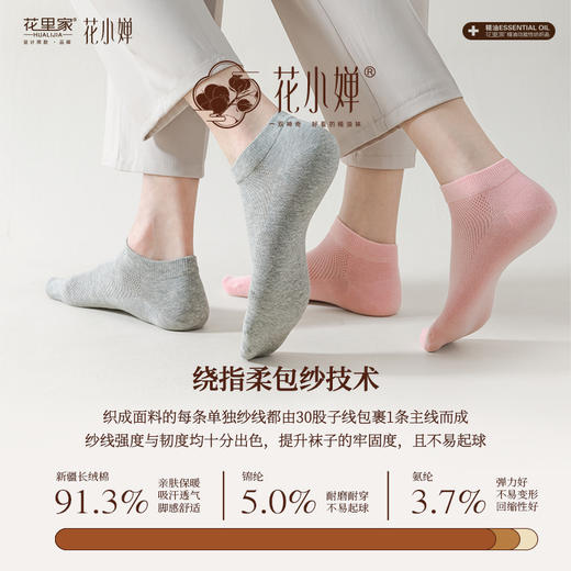 【春夏秋款】花里家设计师款花小婵防臭精油袜网孔袜PRO系列5双装均码35码-45码 商品图7
