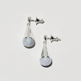 含晖·水滴系列耳坠 亮面银-天然蓝玛瑙