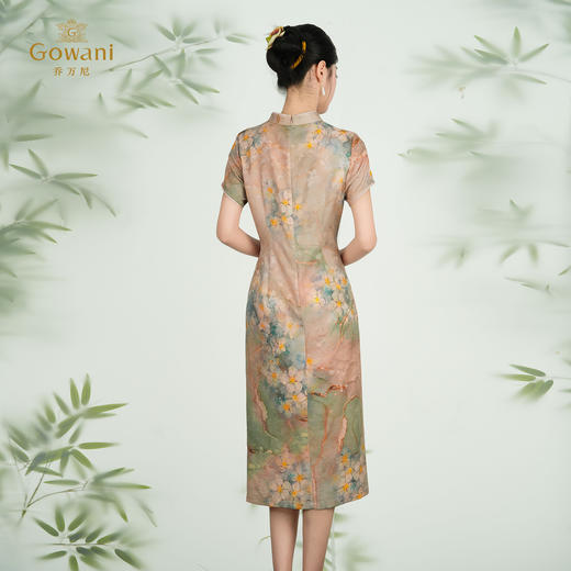 乔万尼新品新中式温婉典雅旗袍100%真丝连衣裙ED2E417 商品图4