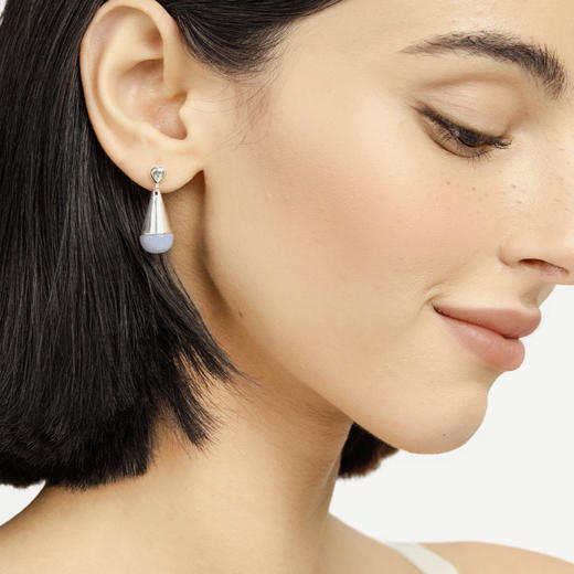 含晖·水滴系列耳坠 亮面银-天然蓝玛瑙 商品图3