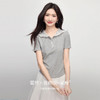 【五折购】熙世界蕾丝花边连帽T恤女小众设计夏日新款粉色正肩体恤短袖上衣 商品缩略图1