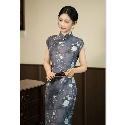 传统中式全开襟长款无袖，复古国风古法旗袍SYK262711 商品图0