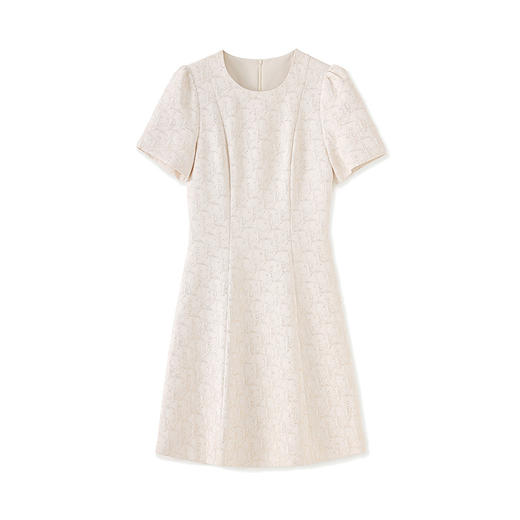 「高货wl」全新升级【铂金会员395/天猫529/差价134】(00441)洛诗琳2025新款优雅气质重工金线提花字母圆领通勤连衣裙 商品图4