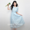 【专属特价】熙世界夏季新款法式度假立体提花连衣裙女收腰显瘦泡泡袖蓝色裙子 商品缩略图4