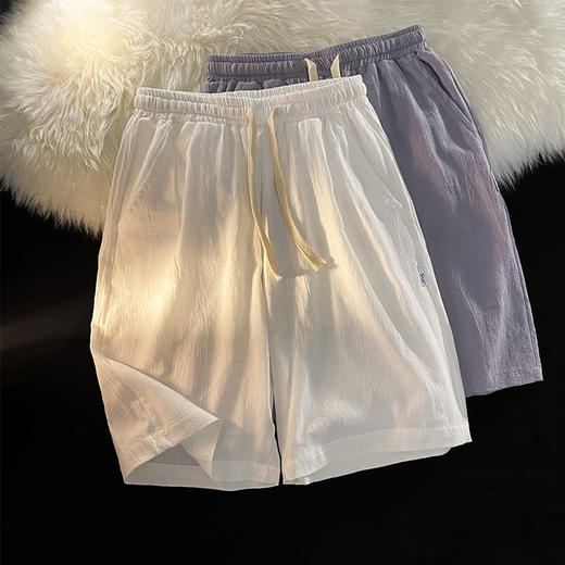 【薄款棉麻短裤男士】休闲运动宽松冰丝速干五分裤子 沙滩亚麻中短裤 商品图3