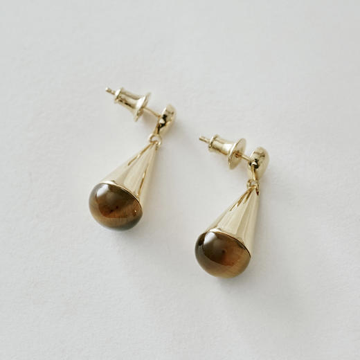 含晖·水滴系列耳坠 18K镀金-天然虎眼石 商品图11