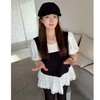 2025新品  软软同款【丁香结】法式宽松甜美小众设计感假两件拼接泡泡袖上衣 商品缩略图0