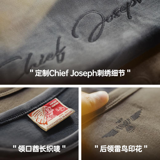 马登工装美式复古满印花T恤纯棉重磅棕色印第安vintage短袖男夏季 商品图4