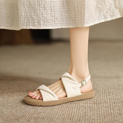 阿么手工女鞋超软休闲厚底凉鞋2025新款夏季百搭舒适软底鞋子2CM 商品图2