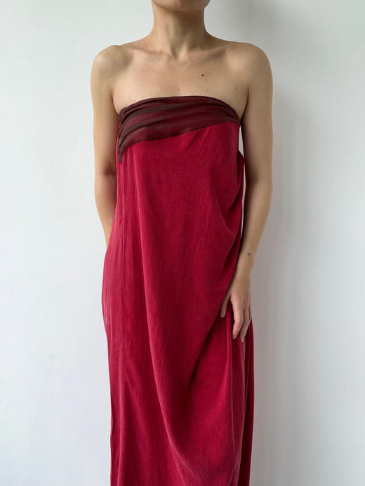 ranyepersonal｜抹胸铜氨红色连衣裙 [ 红TOUCH24DR06-3 ] 商品图1