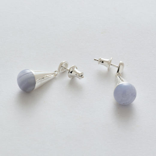 含晖·水滴系列耳坠 亮面银-天然蓝玛瑙 商品图2