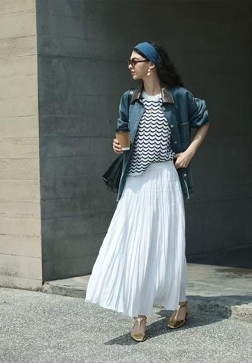 【和纸纱条纹背心】甄选和纸混纺纱线，质地轻盈，光泽柔和干爽的质感JZ2543-CC 商品图8