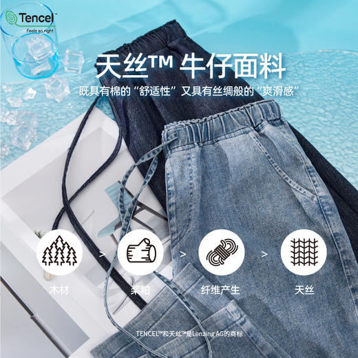 【八分牛仔哈伦裤】逸阳夏季新款宽松显瘦小个子老爹裤子1063 商品图2