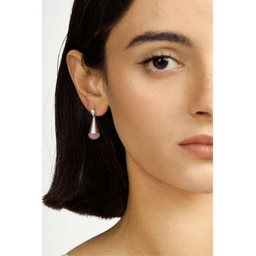 含晖·水滴系列耳坠 磨砂银-粉晶 商品图12