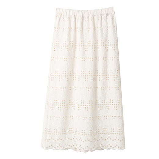 玳莎镂空绣花半身裙2025年夏季新款优雅气质百搭中长款松紧腰裙子  FB34306 商品图4