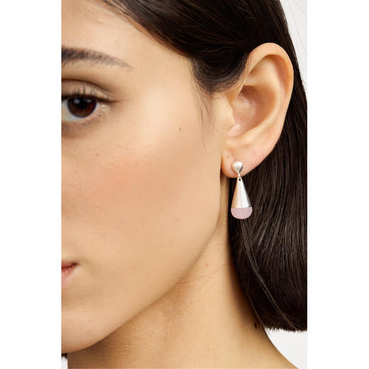 含晖·水滴系列耳坠 磨砂银-粉晶 商品图10