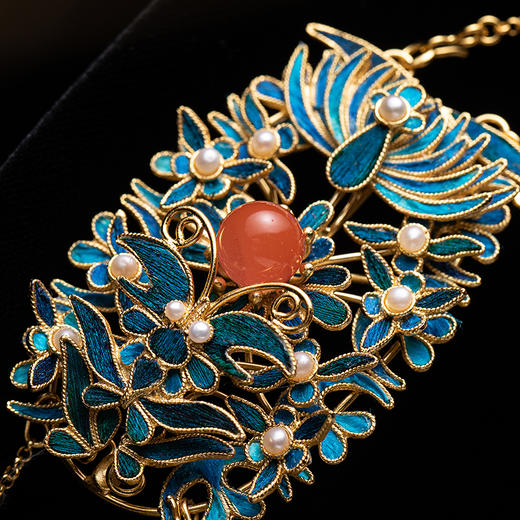 【林栖设计小店】孔雀羽毛胸针仿点翠复古优雅珍珠2025夏季新款流苏配饰女2952441 商品图2