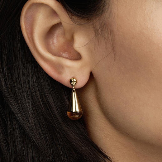 含晖·水滴系列耳坠 18K镀金-天然虎眼石 商品图7