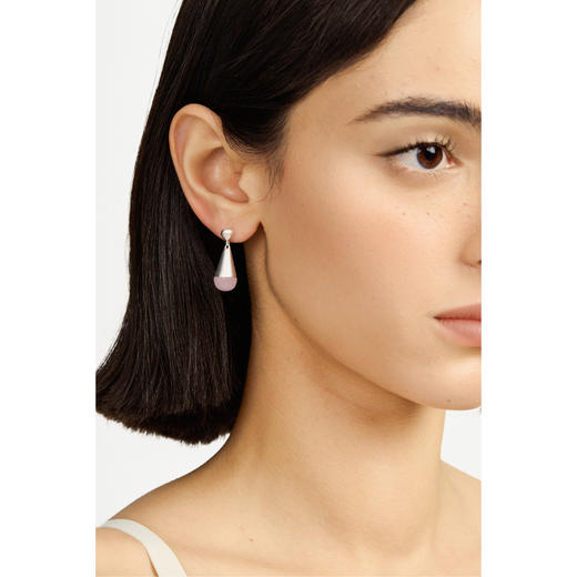 含晖·水滴系列耳坠 磨砂银-粉晶 商品图13