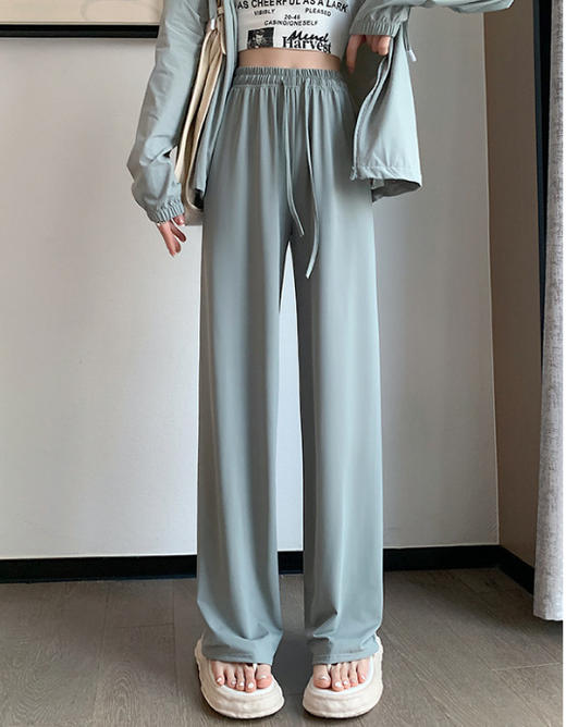 【元气爆炸！不挑身材】严选窄版冰丝防晒裤女夏季薄款高腰垂感阔腿裤显瘦直筒裤休闲长裤。ry 商品图8