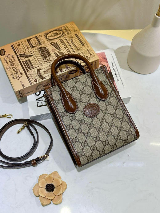GUCCI 老花 琴谱 mini 托特 商品图0