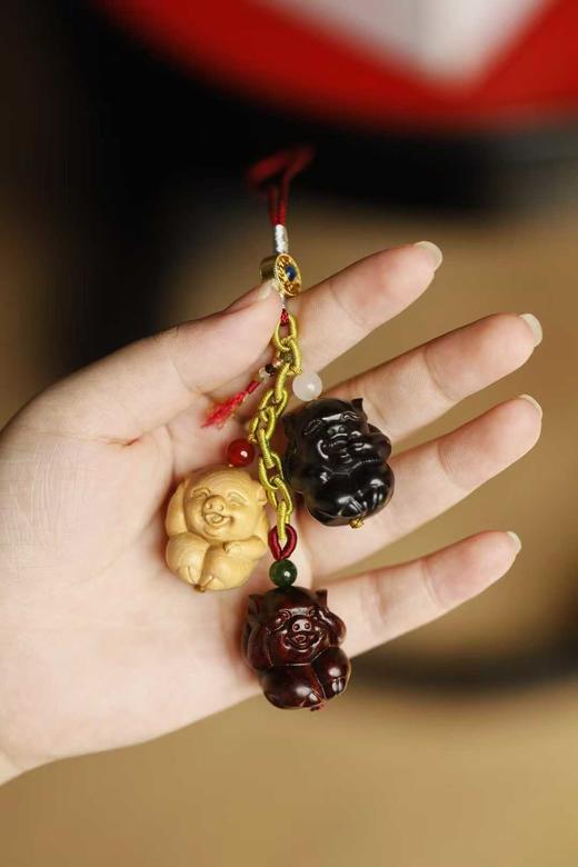 三不猪°黄杨木|紫檀|紫光檀挂件 商品图3