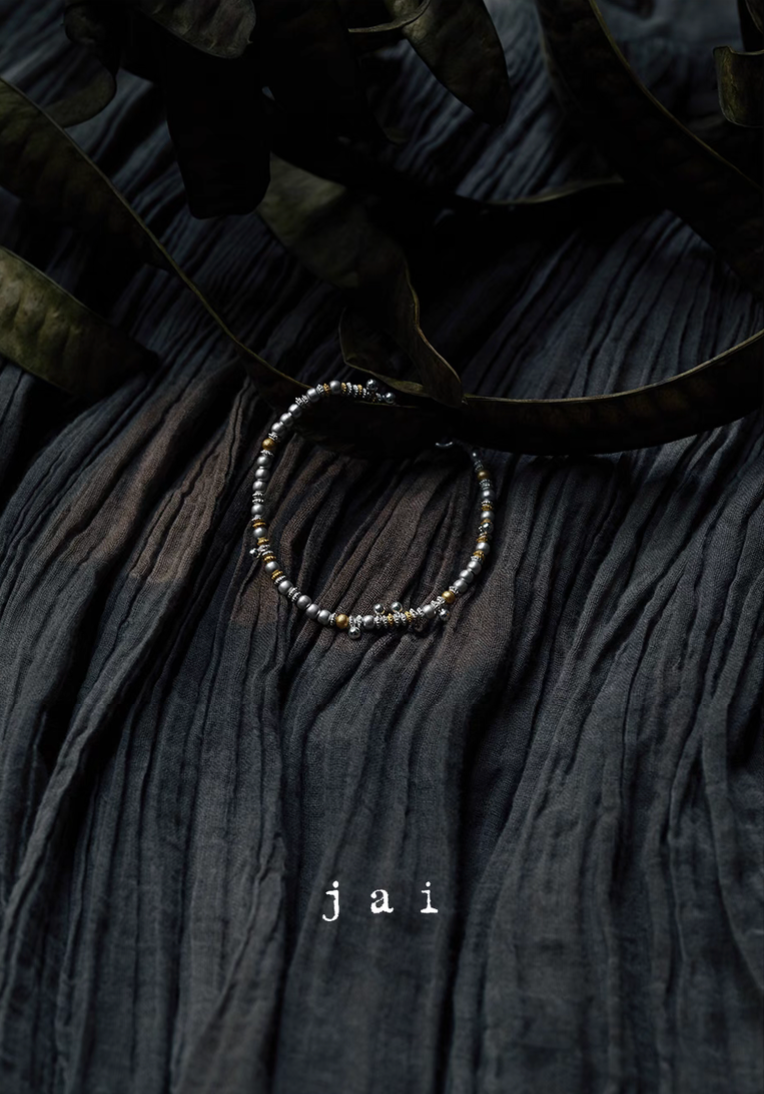 Jai 25SS 曼德勒8号手工雕银镀18K金手链