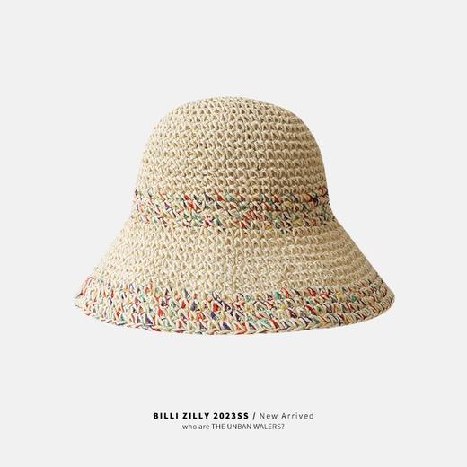 【夏日氛围拉菲草帽]】草编渔夫帽，透气韩版显脸小水桶帽，帽围可调节舒适透气，有网眼透气孔大帽檐遮阳防晒海边草帽子QQ 商品图3