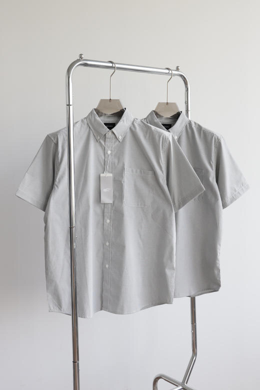 短袖衬衫~！市面醉好 BMS 宽松日系重磅条纹口袋衬衣 TX526 商品图2