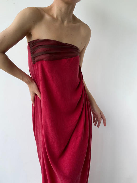 ranyepersonal｜抹胸铜氨红色连衣裙 [ 红TOUCH24DR06-3 ] 商品图4