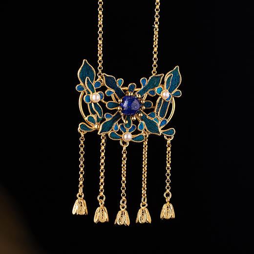 【林栖设计小店】孔雀羽毛胸针仿点翠复古优雅珍珠2025夏季新款流苏配饰女2952441 商品图3