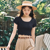 C2-润微正肩短袖t恤女夏季美式辣妹风高腰露脐短款紧身打底修身上衣  梦园岁月 商品缩略图4