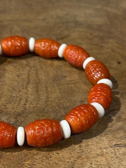 南红玛瑙雕勾云纹椭圆珠手链，顺丰包邮 商品图10