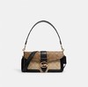 COACH蔻驰 Georgie 27 时尚徽标Logo 涂层帆布拼光滑皮革拼蛇纹压纹皮革 酒神包腋下包手提斜挎单肩包 大号 女款 黑色配卡其色 商品缩略图0