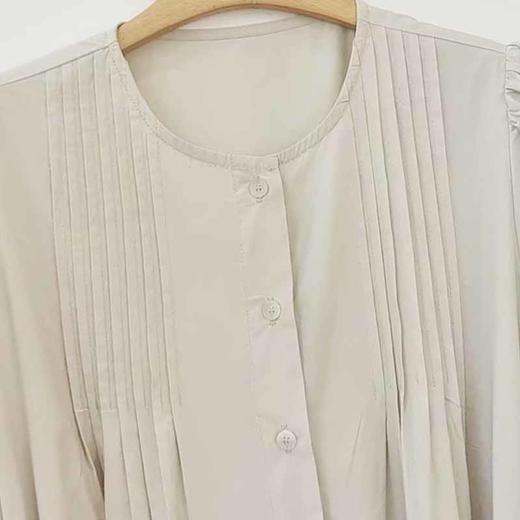 VIVIAN LIU V2534107 夏季女装圆领压褶系带系扣泡泡袖短袖连衣裙 商品图3